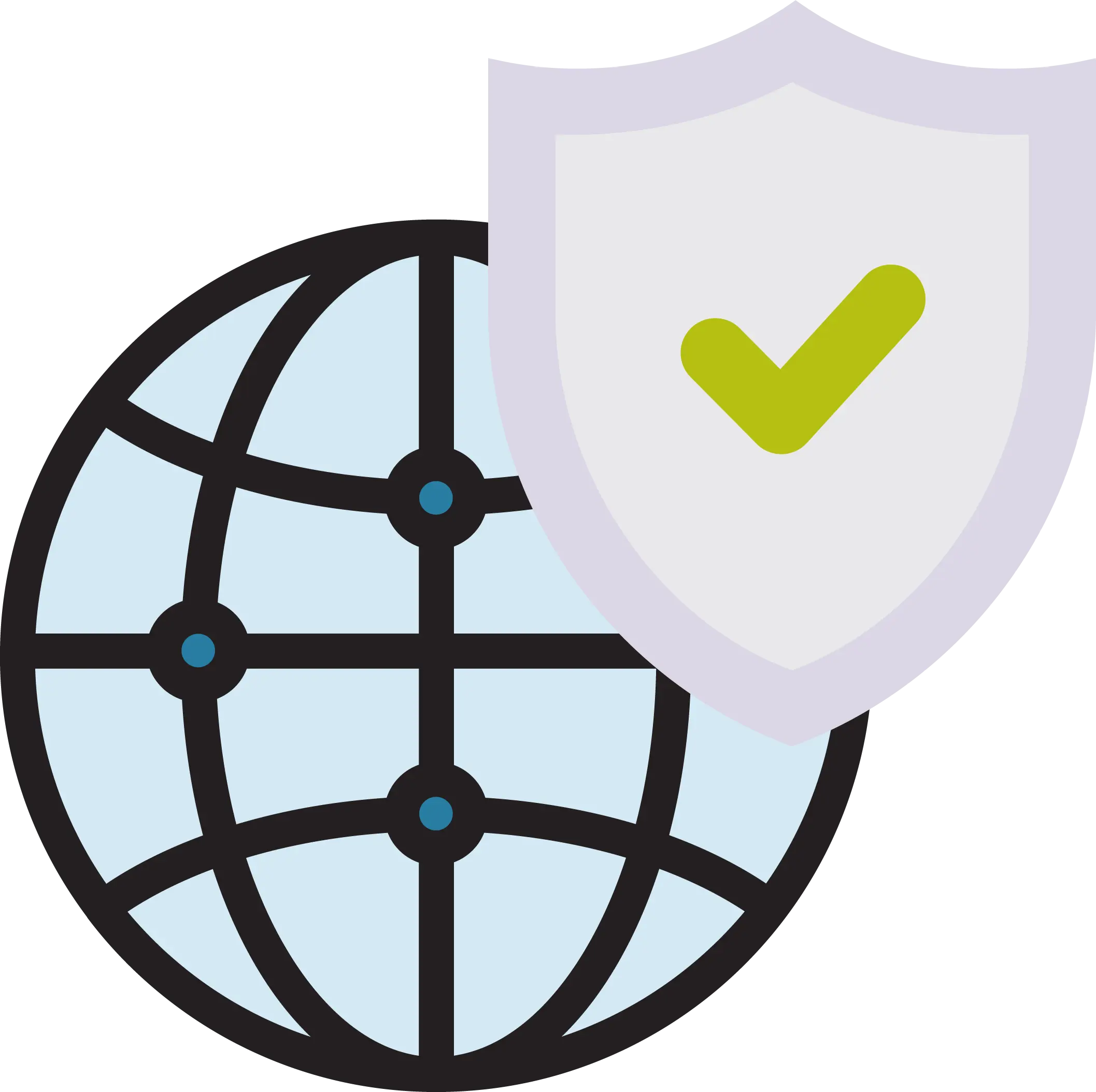 icon of a shield in front of network
