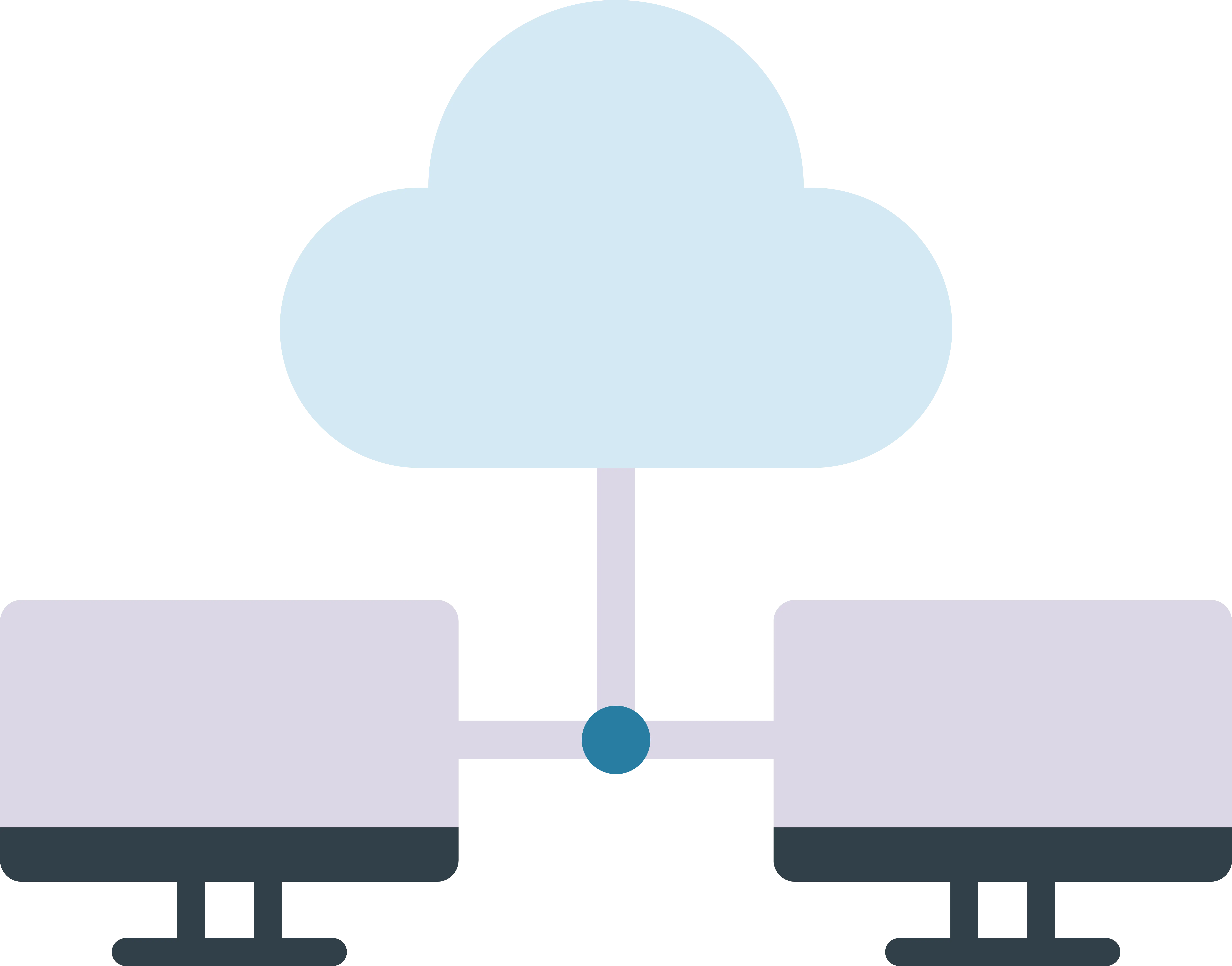icon of cloud connecting to computers