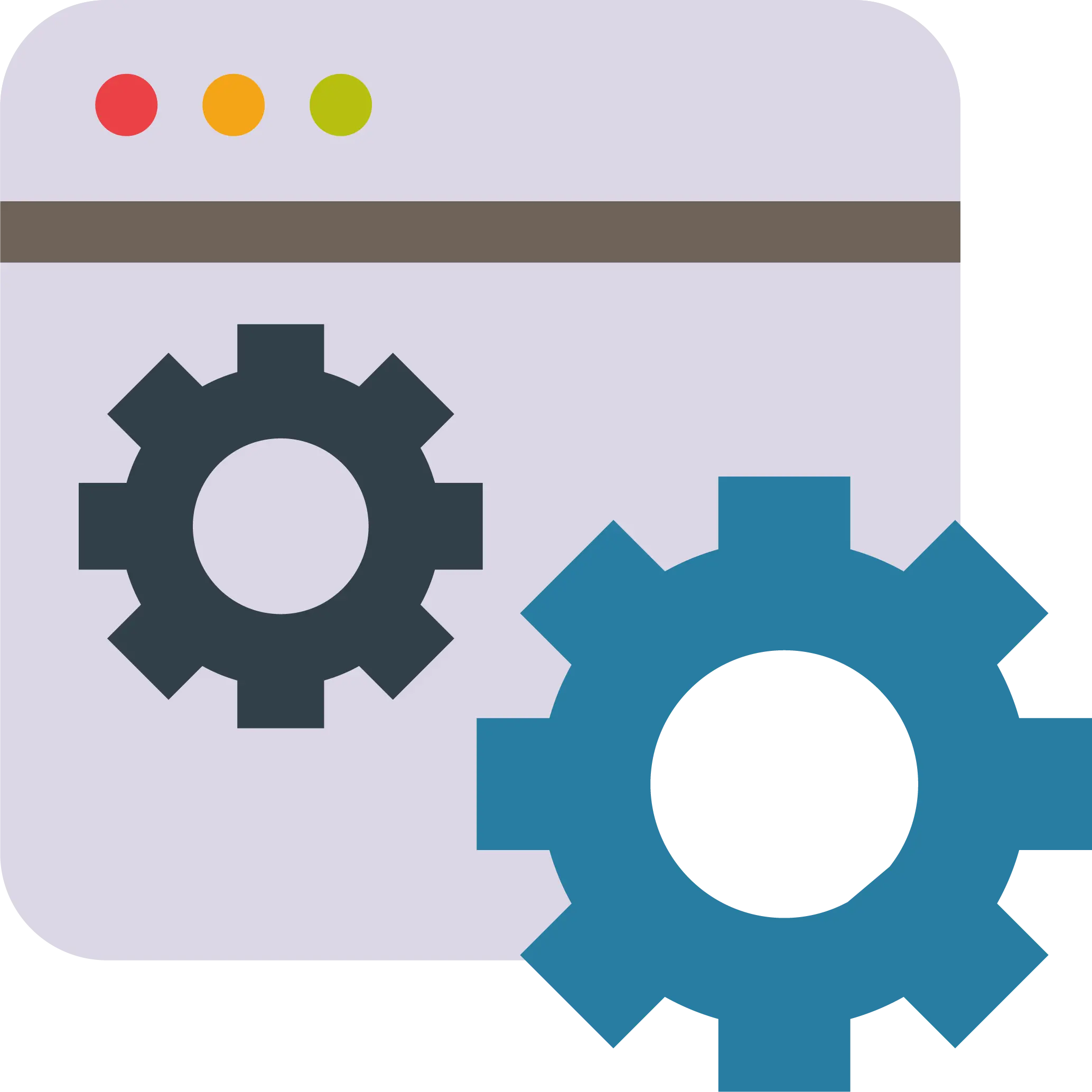 Icon of a browser with cogs