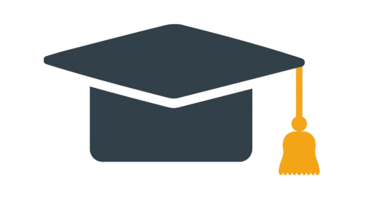Icon of a graduate wearing a cap and gown